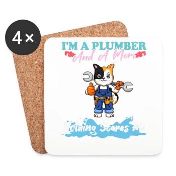 I'm A Plumber And A Mom Nothing Scares Me - Untersetzer (4er-Set) - Weiß - Vorne