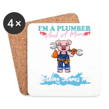 I'm A Plumber And A Mom Nothing Scares Me - Untersetzer (4er-Set) - Weiß - Vorne