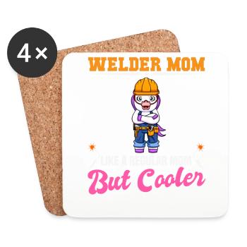 Welder Mom Like A Regualr Mom But Cooler - Untersetzer (4er-Set) - Weiß - Vorne