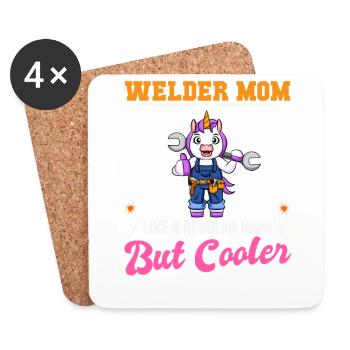Welder Mom Like A Regualr Mom But Cooler - Untersetzer (4er-Set) - Weiß - Vorne
