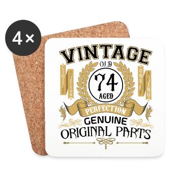 Vintage 74 years - birthday gift 74 years - Coasters (set of 4) - white - Front