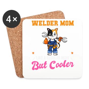 Welder Mom Like A Regualr Mom But Cooler - Untersetzer (4er-Set) - Weiß - Vorne