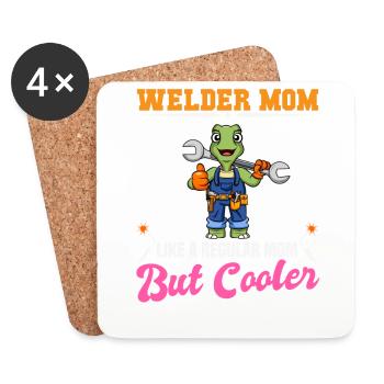 Welder Mom Like A Regualr Mom But Cooler - Coasters (set of 4) - white - Front