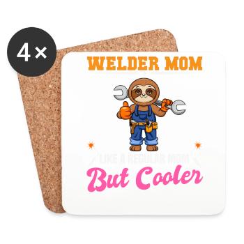 Welder Mom Like A Regualr Mom But Cooler - Untersetzer (4er-Set) - Weiß - Vorne
