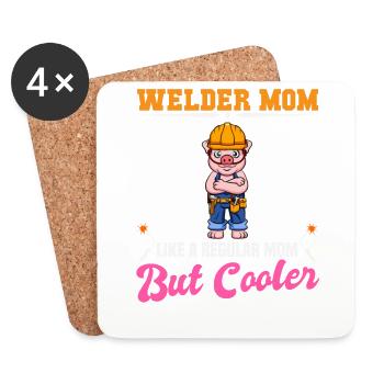 Welder Mom Like A Regualr Mom But Cooler - Untersetzer (4er-Set) - Weiß - Vorne