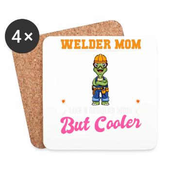 Welder Mom Like A Regualr Mom But Cooler - Untersetzer (4er-Set) - Weiß - Vorne