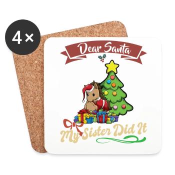 Cher Père Noël Ma sœur l’a fait frères et sœurs Noël - Dessous de verre (lot de 4) - blanc - Devant