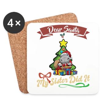 Cher Père Noël Ma sœur l’a fait frères et sœurs Noël - Dessous de verre (lot de 4) - blanc - Devant