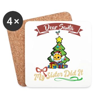 Cher Père Noël Ma sœur l’a fait frères et sœurs Noël - Dessous de verre (lot de 4) - blanc - Devant