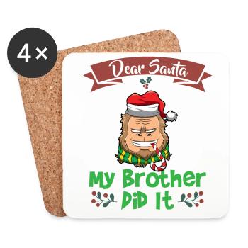 Dear Santa My Brother Did It Siblings Christmas - Coasters (set of 4) - white - Front