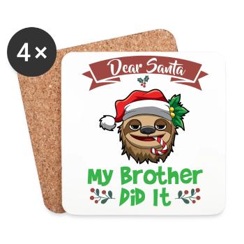 Dear Santa My Brother Did It Siblings Christmas - Coasters (set of 4) - white - Front
