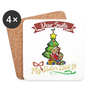 Cher Père Noël Ma sœur l’a fait frères et sœurs Noël - Dessous de verre (lot de 4) - blanc - Devant