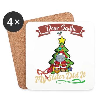 Cher Père Noël Ma sœur l’a fait frères et sœurs Noël - Dessous de verre (lot de 4) - blanc - Devant