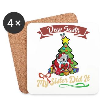 Cher Père Noël Ma sœur l’a fait frères et sœurs Noël - Dessous de verre (lot de 4) - blanc - Devant