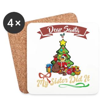 Cher Père Noël Ma sœur l’a fait frères et sœurs Noël - Dessous de verre (lot de 4) - blanc - Devant