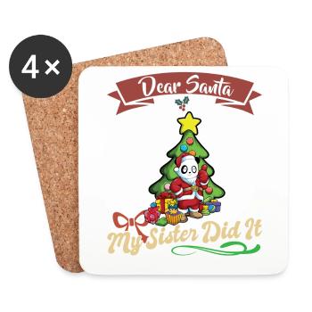 Cher Père Noël Ma sœur l’a fait frères et sœurs Noël - Dessous de verre (lot de 4) - blanc - Devant