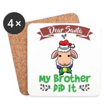 Dear Santa My Brother Did It Siblings Christmas - Coasters (set of 4) - white - Front
