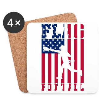 Flag Football USA joueur Drapeau américain - Dessous de verre (lot de 4) - blanc - Devant
