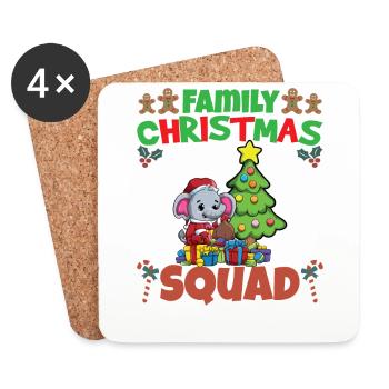 Escouade de Noël familiale Vacances X-Mas - Dessous de verre (lot de 4) - blanc - Devant