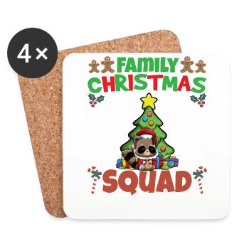 Escouade de Noël familiale Vacances X-Mas - Dessous de verre (lot de 4) - blanc - Devant