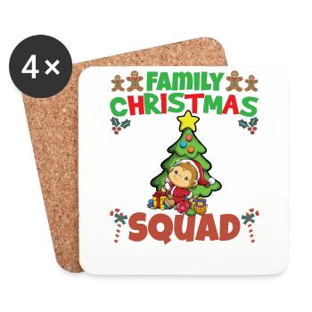 Escouade de Noël familiale Vacances X-Mas - Dessous de verre (lot de 4) - blanc - Devant