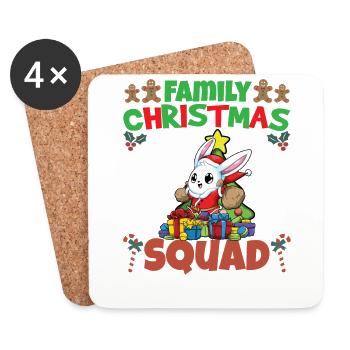Escouade de Noël familiale Vacances X-Mas - Dessous de verre (lot de 4) - blanc - Devant