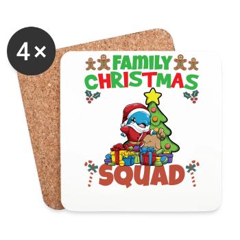 Escouade de Noël familiale Vacances X-Mas - Dessous de verre (lot de 4) - blanc - Devant