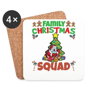 Escouade de Noël familiale Vacances X-Mas - Dessous de verre (lot de 4) - blanc - Devant