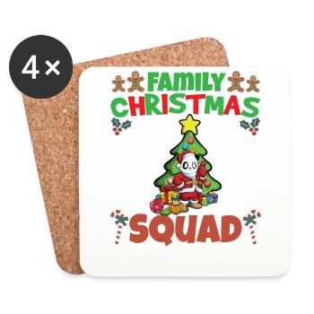 Escouade de Noël familiale Vacances X-Mas - Dessous de verre (lot de 4) - blanc - Devant