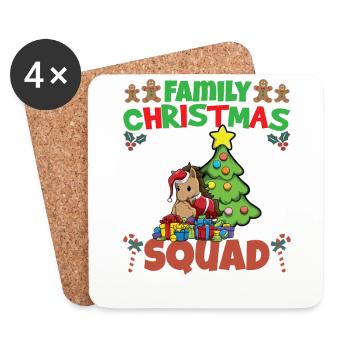 Escouade de Noël familiale Vacances X-Mas - Dessous de verre (lot de 4) - blanc - Devant