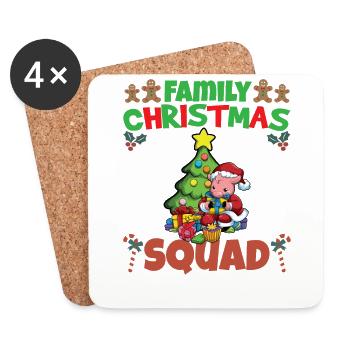 Escouade de Noël familiale Vacances X-Mas - Dessous de verre (lot de 4) - blanc - Devant