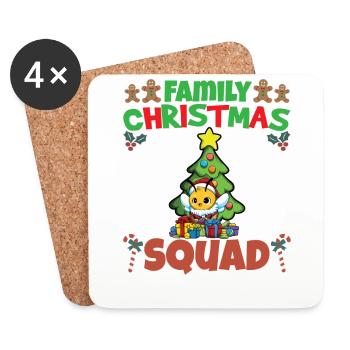 Escouade de Noël familiale Vacances X-Mas - Dessous de verre (lot de 4) - blanc - Devant