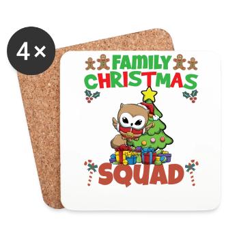Escouade de Noël familiale Vacances X-Mas - Dessous de verre (lot de 4) - blanc - Devant