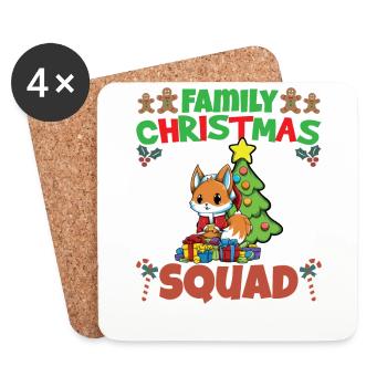 Escouade de Noël familiale Vacances X-Mas - Dessous de verre (lot de 4) - blanc - Devant