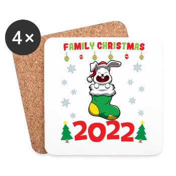 Noël en famille 2022 Drôle d’amoureux de Noël assorti - Dessous de verre (lot de 4) - blanc - Devant