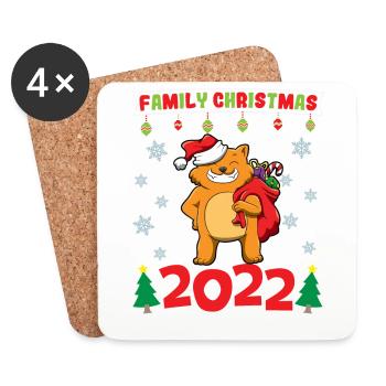 Noël en famille 2022 Drôle d’amoureux de Noël assorti - Dessous de verre (lot de 4) - blanc - Devant