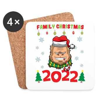 Noël en famille 2022 Drôle d’amoureux de Noël assorti - Dessous de verre (lot de 4) - blanc - Devant