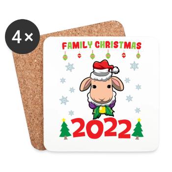 Noël en famille 2022 Drôle d’amoureux de Noël assorti - Dessous de verre (lot de 4) - blanc - Devant