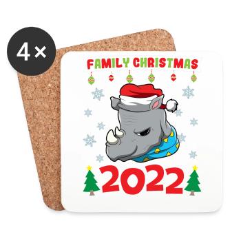 Noël en famille 2022 Drôle d’amoureux de Noël assorti - Dessous de verre (lot de 4) - blanc - Devant