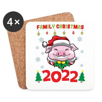 Noël en famille 2022 Drôle d’amoureux de Noël assorti - Dessous de verre (lot de 4) - blanc - Devant