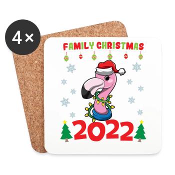 Noël en famille 2022 Drôle d’amoureux de Noël assorti - Dessous de verre (lot de 4) - blanc - Devant