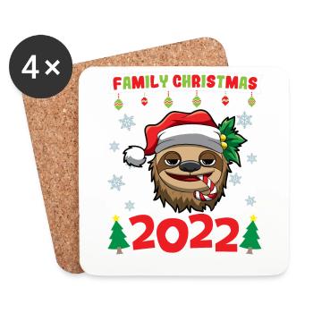Noël en famille 2022 Drôle d’amoureux de Noël assorti - Dessous de verre (lot de 4) - blanc - Devant