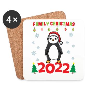 Noël en famille 2022 Drôle d’amoureux de Noël assorti - Dessous de verre (lot de 4) - blanc - Devant