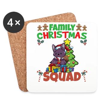 Escouade de Noël familiale Vacances X-Mas - Dessous de verre (lot de 4) - blanc - Devant
