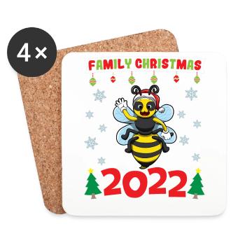 Noël en famille 2022 Drôle d’amoureux de Noël assorti - Dessous de verre (lot de 4) - blanc - Devant