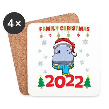 Noël en famille 2022 Drôle d’amoureux de Noël assorti - Dessous de verre (lot de 4) - blanc - Devant