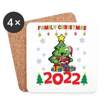 Noël en famille 2022 Drôle d’amoureux de Noël assorti - Dessous de verre (lot de 4) - blanc - Devant