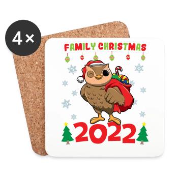 Noël en famille 2022 Drôle d’amoureux de Noël assorti - Dessous de verre (lot de 4) - blanc - Devant