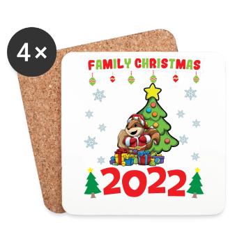 Noël en famille 2022 Drôle d’amoureux de Noël assorti - Dessous de verre (lot de 4) - blanc - Devant
