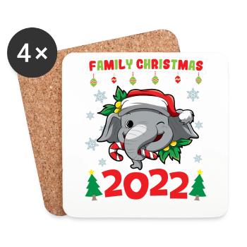 Noël en famille 2022 Drôle d’amoureux de Noël assorti - Dessous de verre (lot de 4) - blanc - Devant
